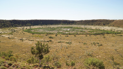 Fototapeta na wymiar Bush landscapes on the Wolfe Creek Crater near the town of Halls Creek in Western Australia.