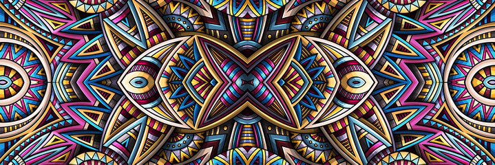 Abstract ethnic rug ornamental seamless pattern. Vector vintage background.