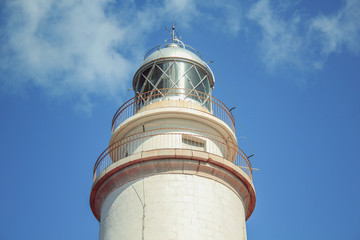 White lighthouse at Cap de Formentor in Mallorca, Spain