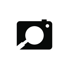camera and magnifying glass logo