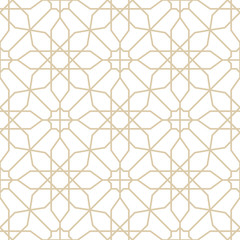 Seamless pattern in islamic style. Vector arabic gold ornament in white background.