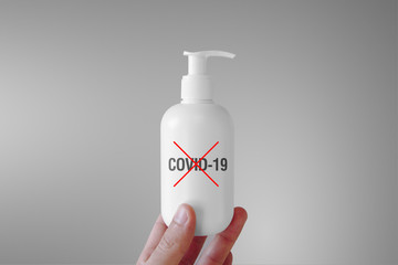 Hand sanitizer gel, soap. Hygiene and prevention against coronavirus.