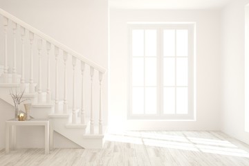 Fototapeta premium White empty room. Scandinavian interior design. 3D illustration
