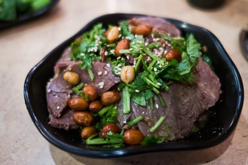 Chilled Sliced Beef Dish - peanuts, cilantro