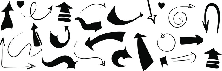 Black arrows set.  Big set of vector flat arrows. Collection of concept arrows for web design, mobile apps, interface and more.