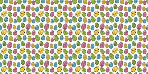 Seamless pattern with cute Easter eggs. Vector
