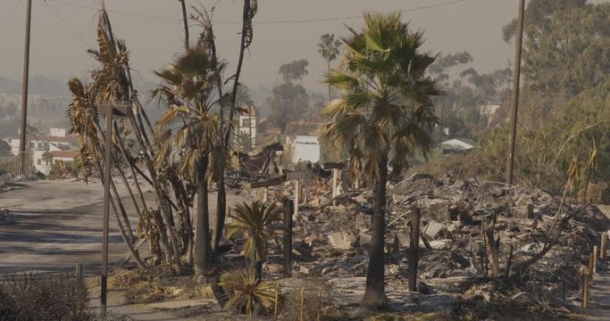 Aftermath of Thomas Fire in Ventura California December 2017. 