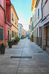 Fototapeta na wymiar Empty street in Alcudia, Mallorca, Spain