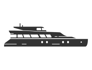 Ship yacht silhouette black icon. Flat vector illustration.
