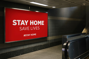 Stay Home quarantine coronavirus epidemic Billboard  for social media, stay home save lives hashtag