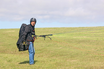 Fototapeta premium Paraglider launching wing
