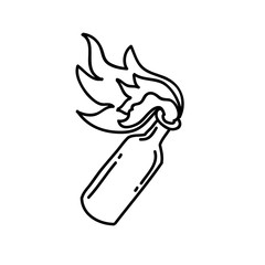 Molotov cocktail doodle icon, vector illustration