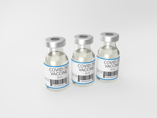 Covid-19 vaccine in a glass vial for treating coronavirus