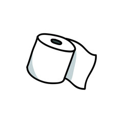 toilet paper doodle icon, vector illustration