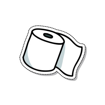 toilet paper doodle icon, vector illustration