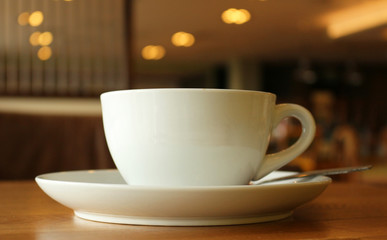 A Close up of a Cup of Coffee in a Cafe