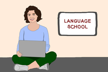 online education, online training courses, distance education flat illustration. Internet studying,...