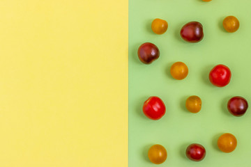 Set fresh vegetables,  cucumber on a blueCopy space for textbackground.  Healthy food concept. Flat lay, top view. 