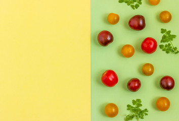 Set fresh vegetables,  cucumber on a blue background.  Healthy food concept. Flat lay, top view. Copy space for text