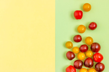 Set fresh vegetables,  cucumber on a blue background.  Healthy food concept. Flat lay, top view.