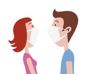 Menschen mit Schutzmaske