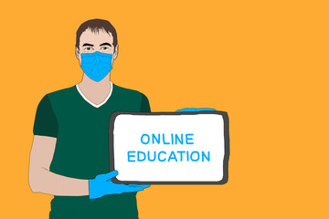 online education, online training courses, distance education flat illustration. Internet studying, online book, tutorials, e-learning