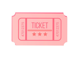 Ticket decorated by stars and numbers, pink seat card in flat design style, advertising or invitation, template of coupon for concert, premium check vector