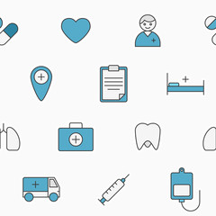 Medicine - Vector color background (seamless pattern) of ambulance for graphic design