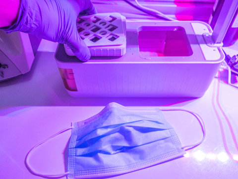 Coronavirus Prevention Glove Hand Mask Medical Surgical Under Uv Light With Lab Equipment Corona Virus Protection II