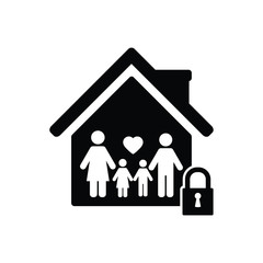 lockdown icon home icon with lock symbol quarantine stay home sign