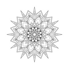 Black and white round mandala isolated on white background. Vector illustration