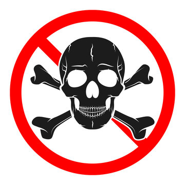 Danger sign with skull. Hazard vector sign.