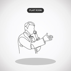 The entertainer. elegant talking man holding microphone- continuous line drawing