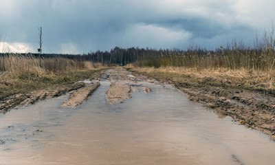 dirty and muddy country road