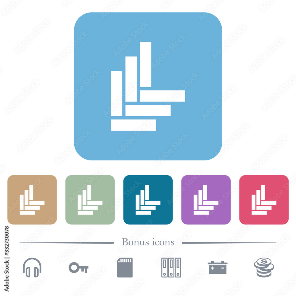 Poster parquet pattern flat icons on color rounded square backgrounds