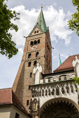 Obraz premium Cathedral of Augsburg is a Roman Catholic church in Augsburg, Bavaria, Germany, founded in the 11th century in Romanesque style, but with 14th-century Gothic additions