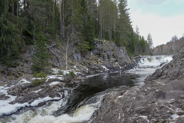  Karelia nature and spring waterfall
