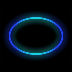 Blue neon ellipse. Vector illustration
