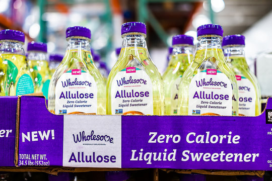 Sterling, USA - March 23, 2020: Costco Store Shop With Sign Dor Allulose Sugar Free Sweetener By Wholesome Company As Substitute