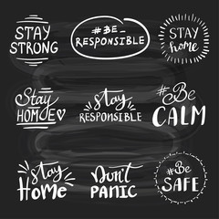 Stay home phrases lettering design writing words vectr rset