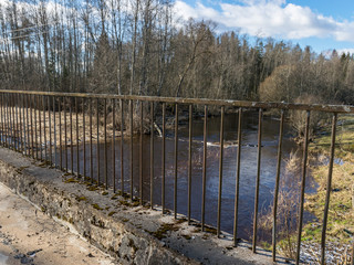 view of the bridge to the river in early spring