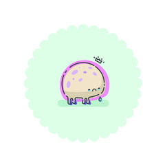 Vector illustration of coronavirus bacteria cute cartoon character, little monster. infection icon baby picture. 