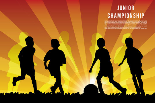 Colorful junior football championship poster template universal design
