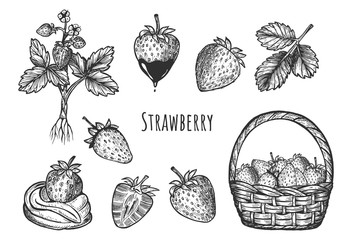 Sweet strawberry dessert set