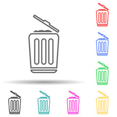 Garbage can multi color set icon. Simple thin line, outline vector of navigation icons for ui and ux, website or mobile application