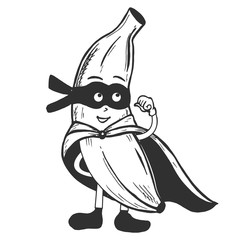 Cute banana super hero character