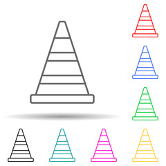 Road cone multi color set icon. Simple thin line, outline vector of navigation icons for ui and ux, website or mobile application
