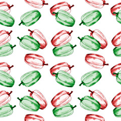 Graphic drawing pattern a set of fresh vegetables. A set of organic peppers on a white background with text. 