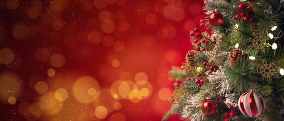 2020 Merry Christmas and New Year holidays background. Blurred bokeh background