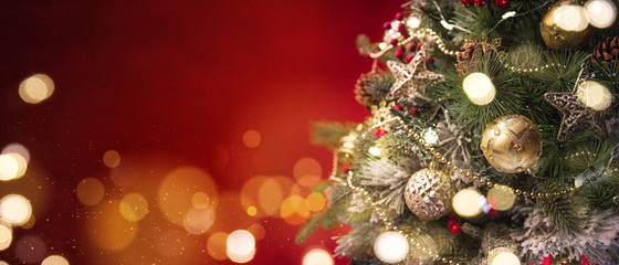 2020 Merry Christmas and New Year holidays background. Blurred bokeh background